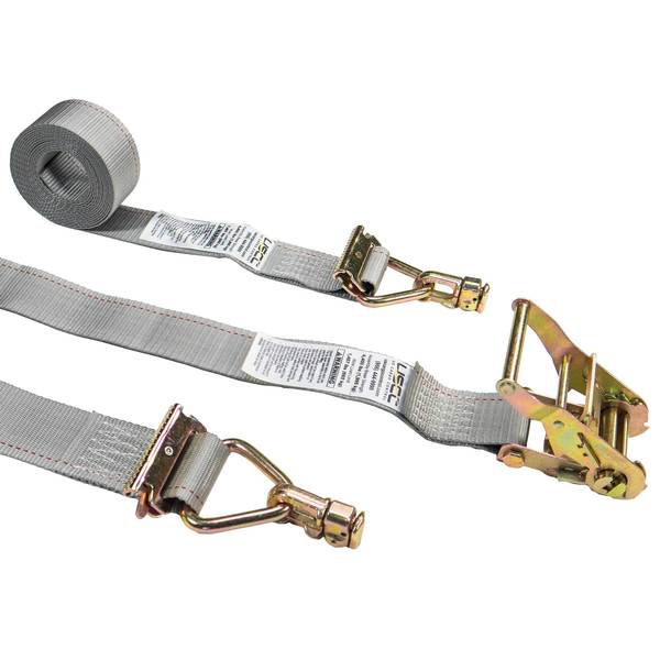 Us Cargo Control 2" x 16' Gray E Track Ratchet Straps w/ Double Stud Fittings 5316SEFDS-GRY